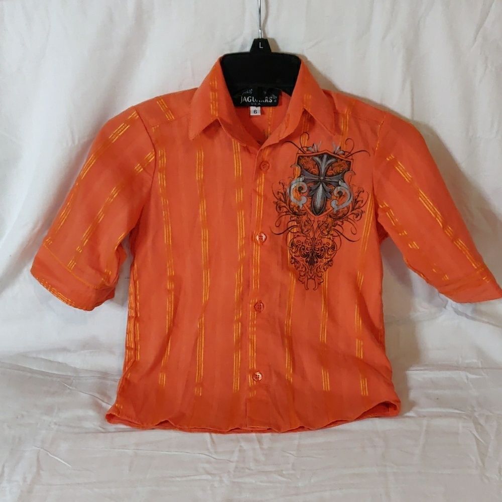 2 Jaguarrs Orange Button Down Collared Shirt Size 6